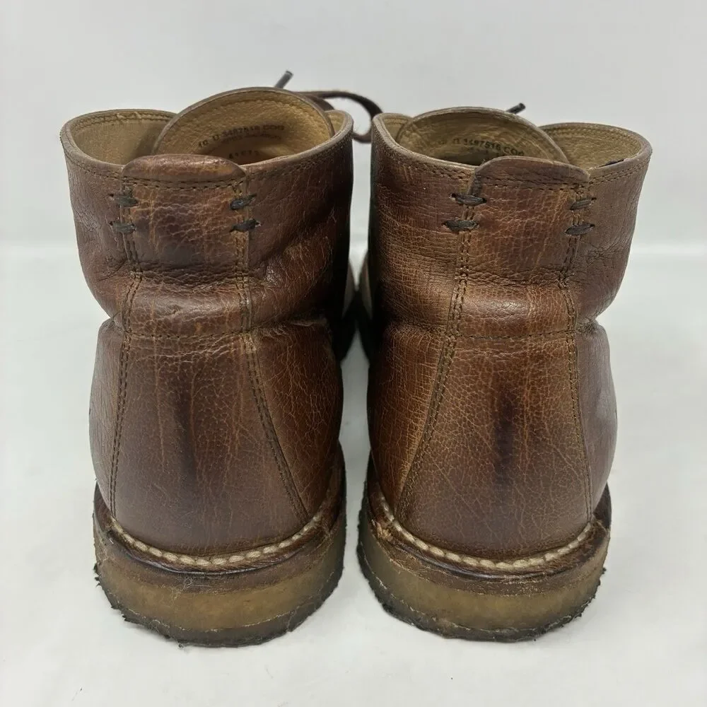 Frye Phillip Crepe Chukka Boots Brown Leather Mens Size 10D With Lace-Up Closure